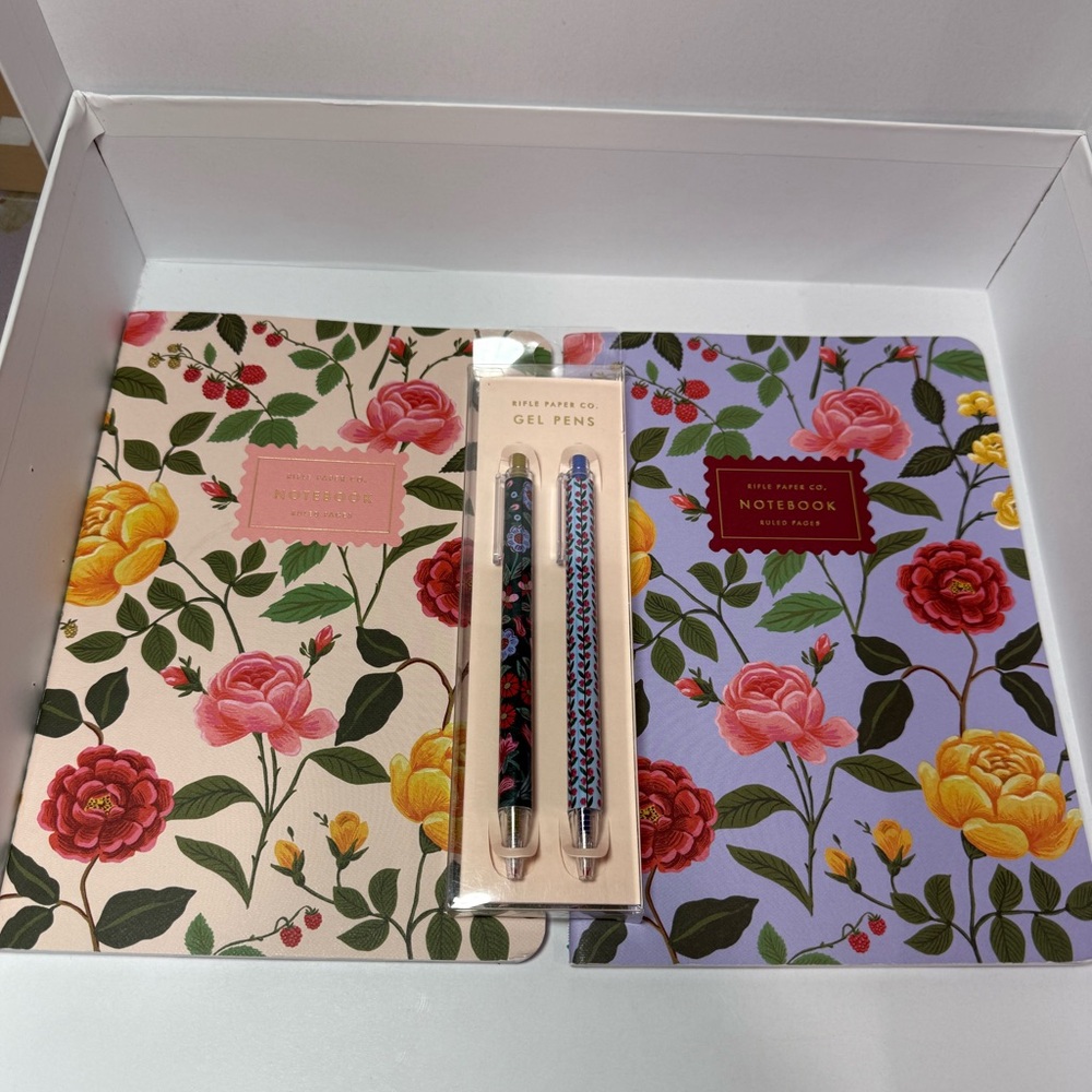 Rifle Paper Co Floral Notebook Set +Gel Pens Garden Party Journal Stationery NEW